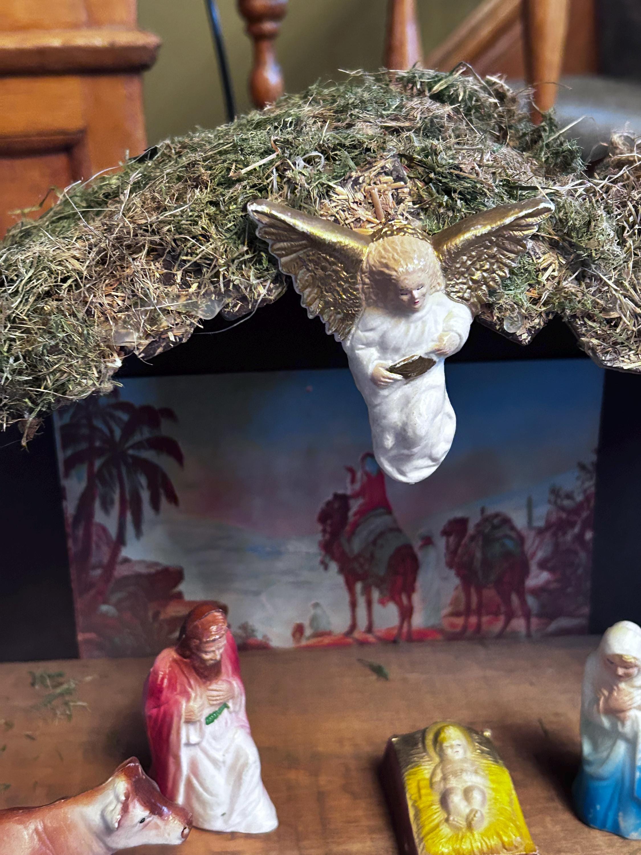 Rare Vintage Hard Plastic Nativity ~ Complete With Original Stable ...