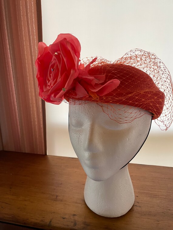 High Style Orange Skull Cap With Roses / Great Vi… - image 2