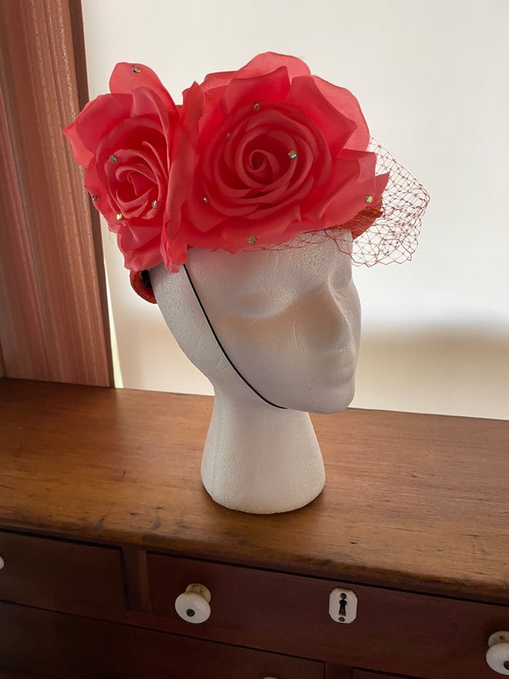 High Style Orange Skull Cap With Roses / Great Vi… - image 9