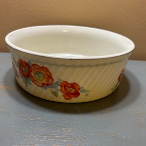 Nice Vintage Hall China Orange Poppy Art Deco Casserole Baking Dish ~ Very Stylish Design
