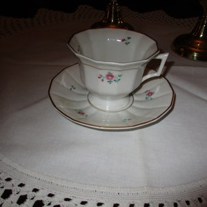 Lovely Vintage Limoges Cup and Saucer Set ~ France ~ Delicate Floral Pattern & Cup Design