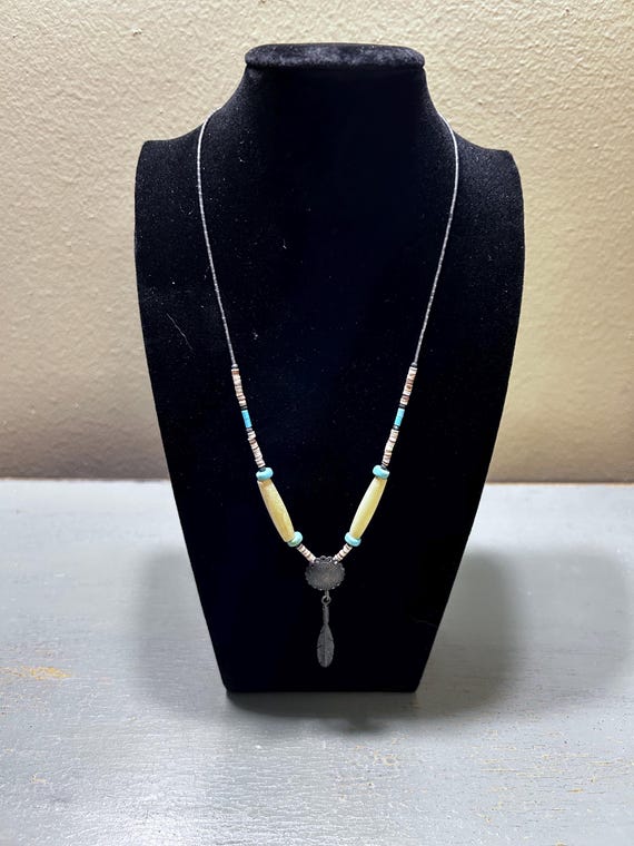 Vintage Native American Style Shell, Turquoise & … - image 7