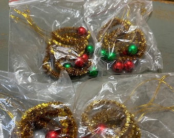 Vintage Style Lot Of 1940s Tinsel & Bead Wreath Ornaments ~ Great For a Feather Tree  ~ Great Craft Item