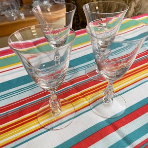 Stylish Set of Fancy Etched Limoncello / Liqueur Cut Crystal Drinking Stems ~ Elegant Classic Design