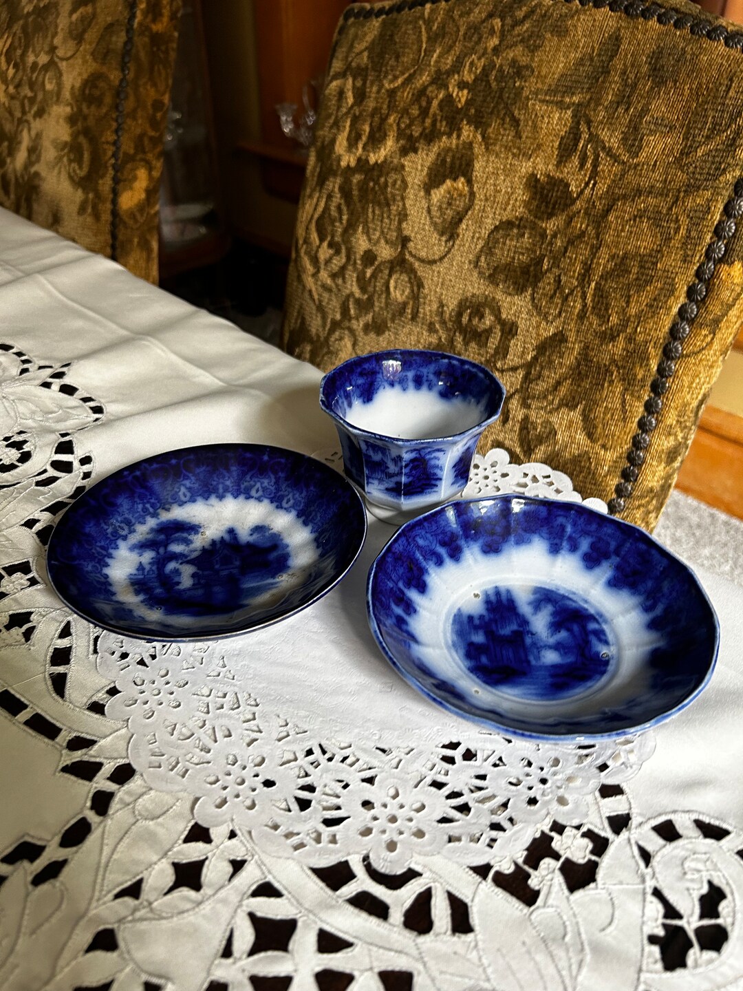 Lot of Rare Arabesque Chinese Porcelain / Flow Blue ~ T J & J Mayer of ...