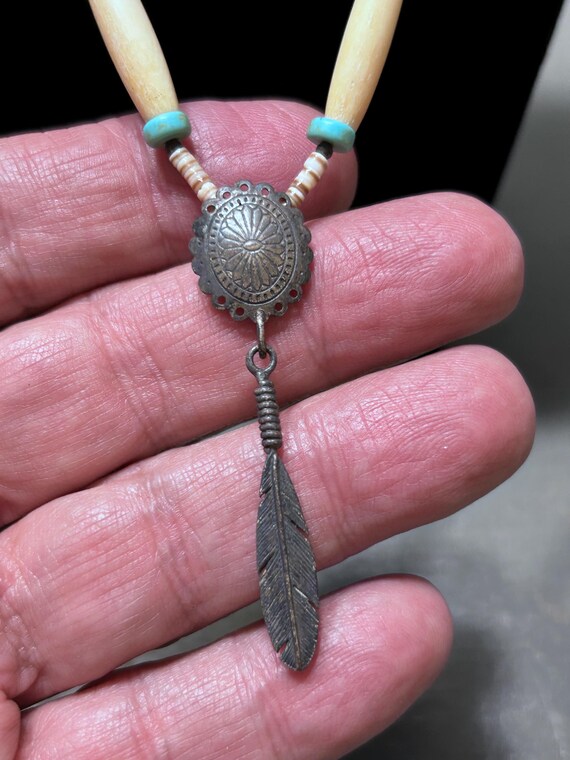 Vintage Native American Style Shell, Turquoise & … - image 5