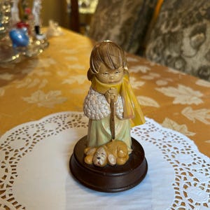 Classic Vintage Fontanini Angel Boy Shepard With His Dog Music Box ~ Made in Italy ~ Christmas Tradition!