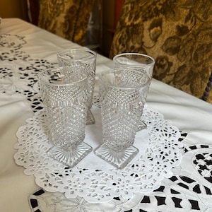 Vintage Westmoreland English Hobnail Clear Juice Footed Stems / Set of 6