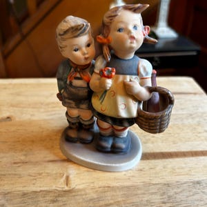 Charming Antique Hummel Figurine &quot;To Market&quot; Goebel ~ Hummel #49 ~ 5.5&quot; Tall ~ Goebel Bee in V Mark ~ W Germany