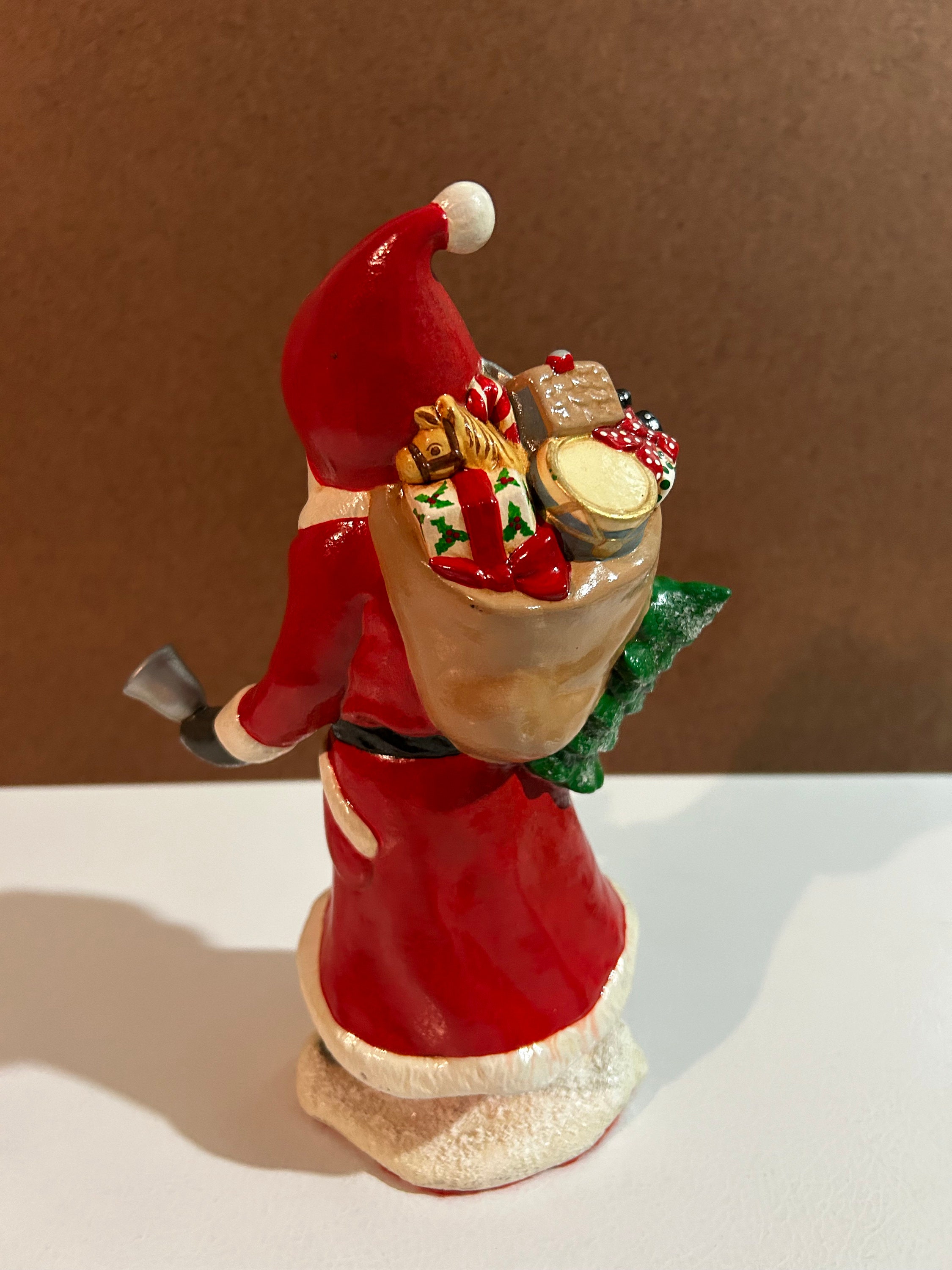Ceramic Springtime Santa Charming Vintage Hand Painted Ceramic Santa Ringing a Bell Christmas ...
