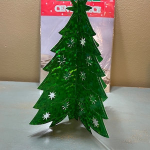 Vintage Retro Art Deco Style 1960s Christmas Tree Centerpieces ~ Fold Away Foil Look