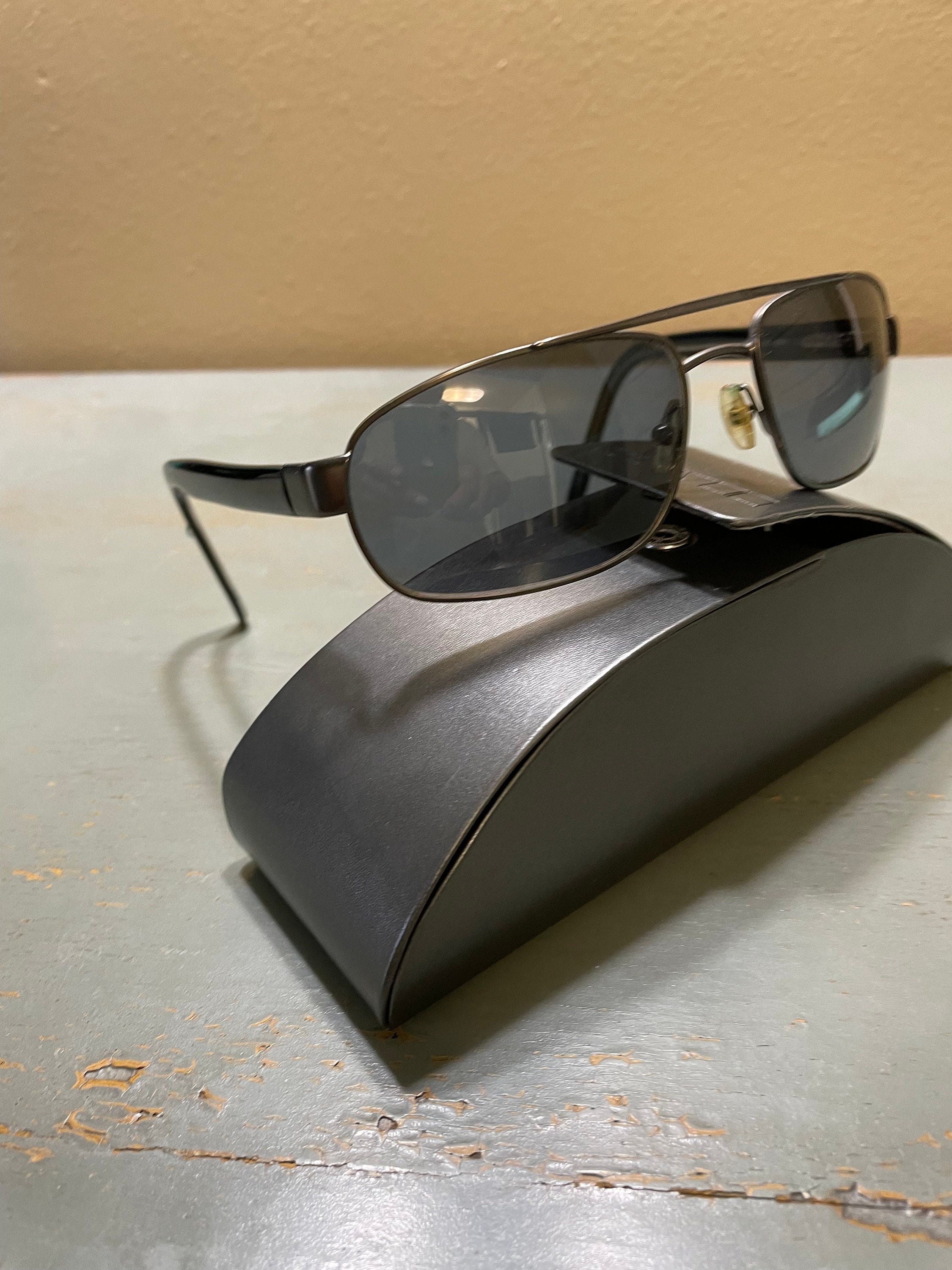 Vintage Italian Designer Aviator Sunglasses ~ Black Plastic  display picture 2