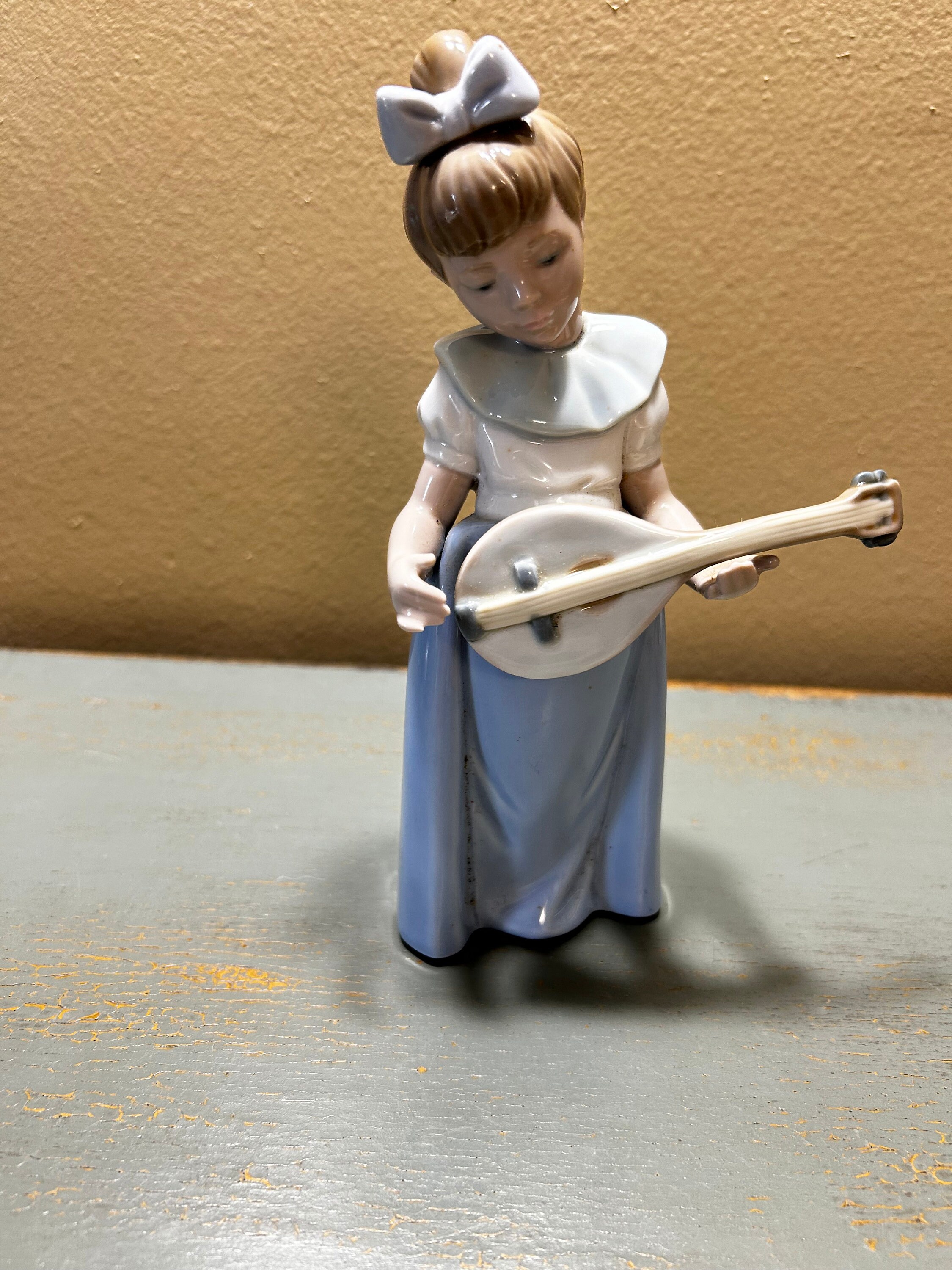 Charming NAO by Lladro Girl With a Mandolin ~ Porcelain Figurine