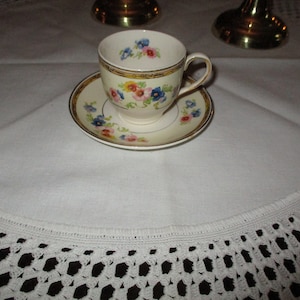 Lovely Watteau (Yellow Ovals Border) by JOHNSON BROTHERS Demitasse Cup and Saucer Set