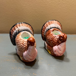Beautiful Vintage Hand Painted Japan Turkey  ~  Candleholder Set