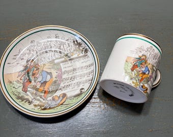 Vintage Parry Vielle Ópera Francesa Demitasse Cup & Saucer Set - Lucie De Lammermoor de Donizetti - Inglaterra