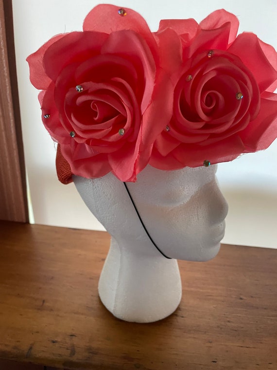 High Style Orange Skull Cap With Roses / Great Vi… - image 6