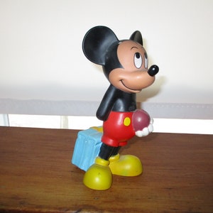 Nice Vintage Walt Disney Mickey Mouse School Boy Rubber Doll Squeak Toy ~ 7-3/4&quot; Tall