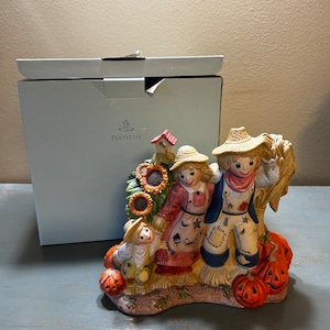 Retired Partylite Fall / Halloween Scarecrow Family Votive Candle Light ~ Great Fall Color and Seasonal Style