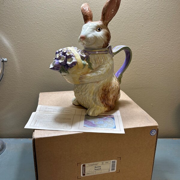 Ceramic Bunny Rabbit Teapot Etsy