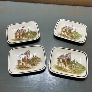 Retired Vintage Kirkham Cottage House Brown Transferware Nut Cups ~ Made in England ~ Ironstone