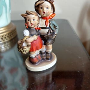 Antique Goebel Hummel Figure &quot;Surprise&quot; ~ Goebel Bee in a V Mark  ~ HUM #94/3 ~ Germany ~ Very Cute