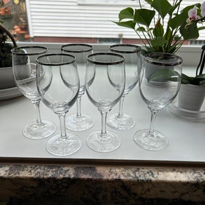 Lovely Set of 6 Retired Wine Goblets Wedding Ring by JOHANN HAVILAND ~ Elegant Classic Pattern With a Platinum Band