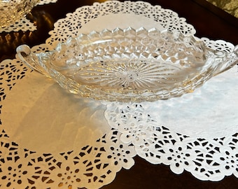 Vintage Fostoria AMERICAN Crystal 11.5&quot; Handled Oval Relish / Serving Bowl ~ Very Nice!