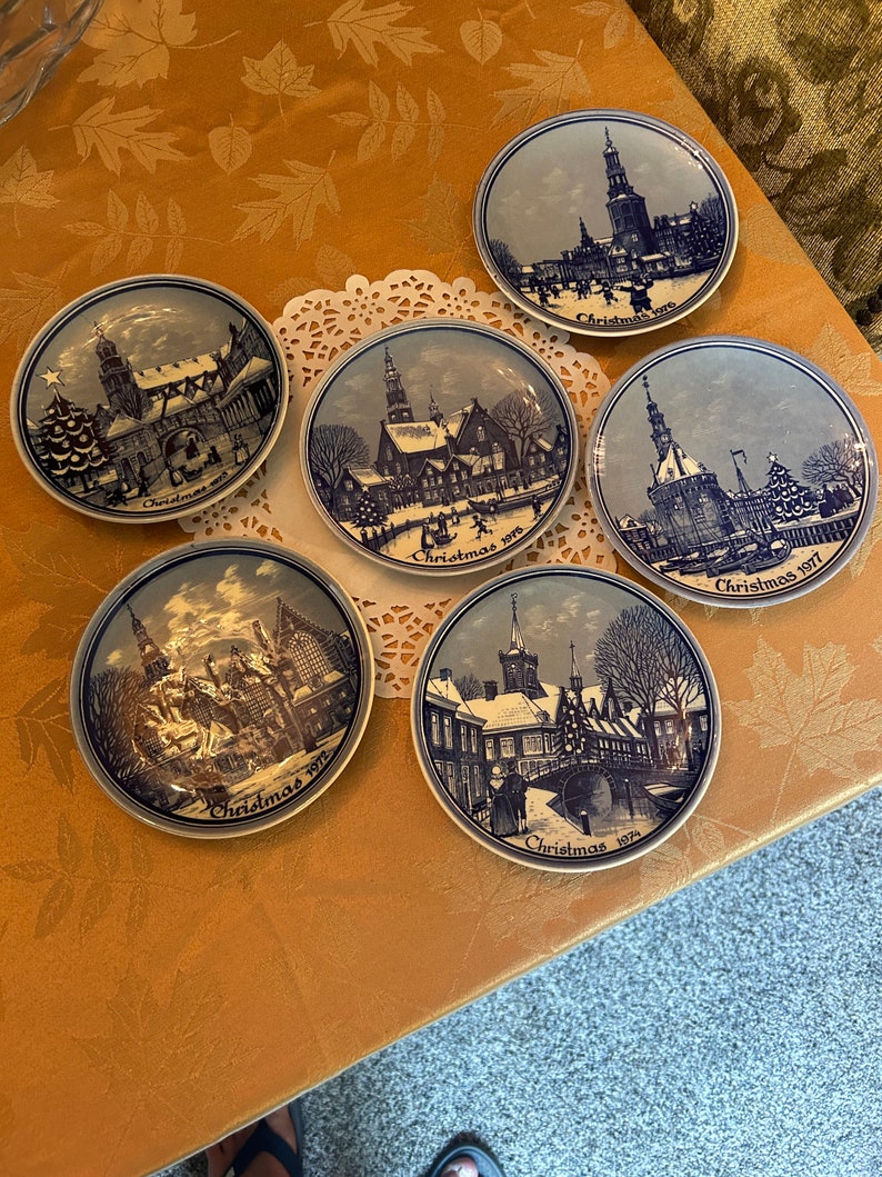 Estate Lot of Vintage Royal Delft Christmas Plates 19721977
