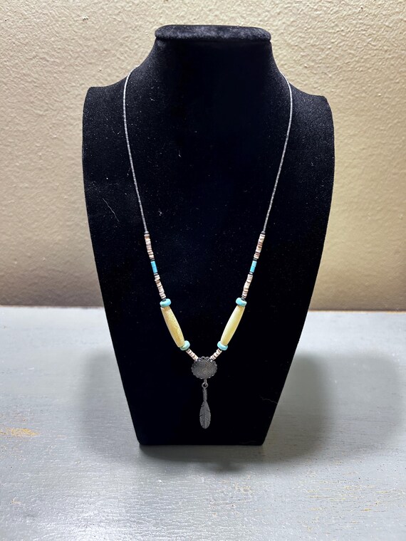 Vintage Native American Style Shell, Turquoise & … - image 6