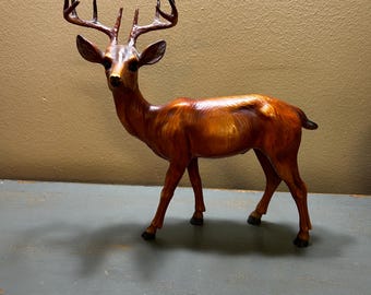 Vintage Hard Plastic Deer Sculpture ~ Made in Hong Kong ~ Great Antlers ~ A Christmas Treasure