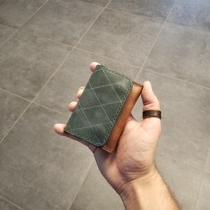 Monedero de cuero hecho a mano, billetera delgada, cuero premium personalizado cosido a mano, regalo para ella