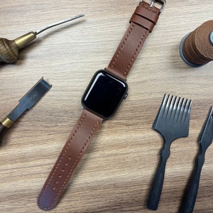 Pulseira de couro para Apple Watch, pulseira de couro vegano, Apple de couro personalizada, 38 mm, 40 mm, 41 mm, 42 mm, 44 mm, 45 mm, séries 4, 5, 6, SE, 7