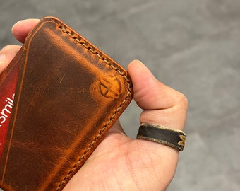 Personalized Handmade Leather Card Holder, Slim Wallet, Hand Stitched, Front Pocket Wallet, Minimal Wallet, Mix Color Wallet