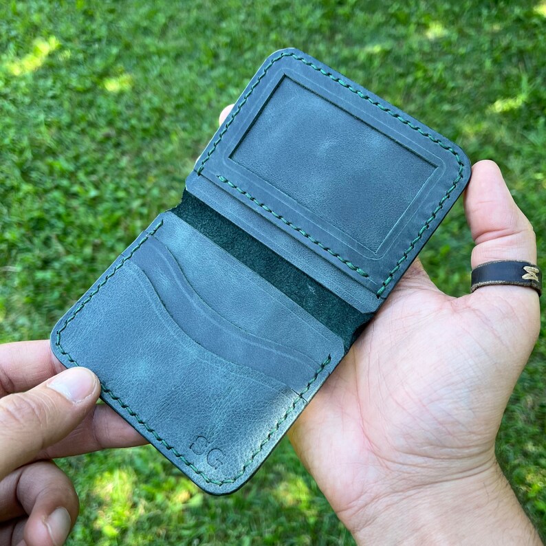 Personalized Leather ID Wallet ID Card Wallet Men's Etsy