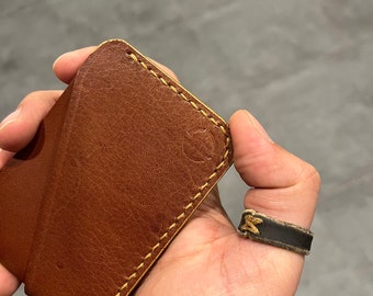 Personalized Handmade Leather Card Holder, Slim Wallet, Hand Stitched, Front Pocket Wallet, Minimal Wallet, Mix Color Wallet