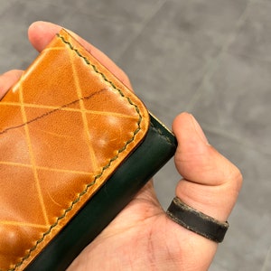 Monedero de cuero hecho a mano, billetera delgada, cuero premium personalizado cosido a mano, regalo para ella, billetera de colores combinados