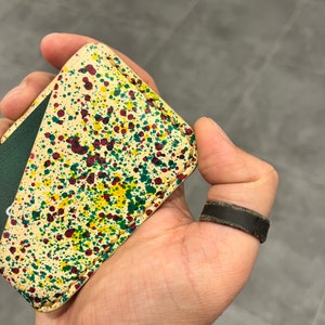 Porta-cartões de couro colorido personalizado feito à mão, carteira fina, costurada à mão, carteira com bolso frontal, carteira minimalista