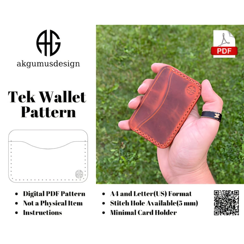 Leather Card Holder PDF Pattern: Minimalist Wallet DIY (A4/US Letter ...