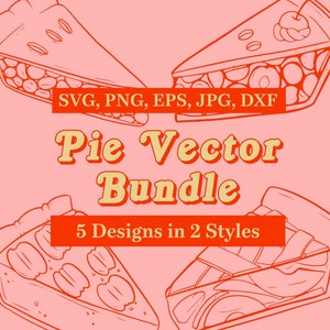 Pacote de vetores de torta ilustrados à mão SVGs e clipart, PNGs com tema de sobremesa, arquivos EPS, JPG e DXF