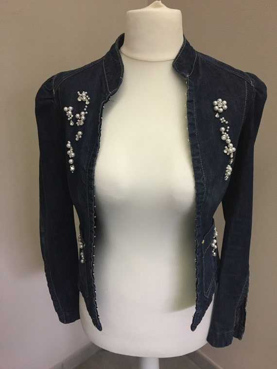 Jeans vest with rhinestones ' 90