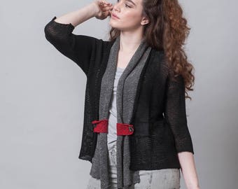 Black Cardigan, Cardigan Sweater, Knit Cardigan, Knit Top, Women Spring Clothing, Knit Jacket, Boho Cardigan, Short Cardigan, Wrap Cardigan