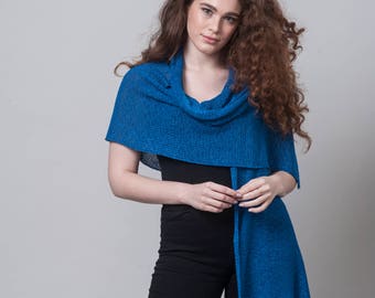 Blue Scarf, Wrap Shawl, Fashion Top, Boho Top, Blue Kint, Pullover Woman, Bohemian Clothing, Knit Wrap, Summer Top, Women Summer Top,  Shawl