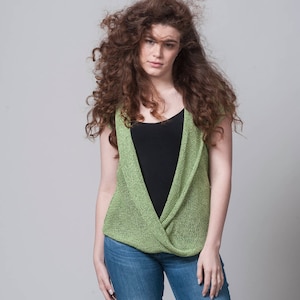 Top de punto para mujer, top suelto, tops Boho, punto de verano, top de manga corta, top claro, top de primavera, top de punto, top de punto verde, blusas de punto