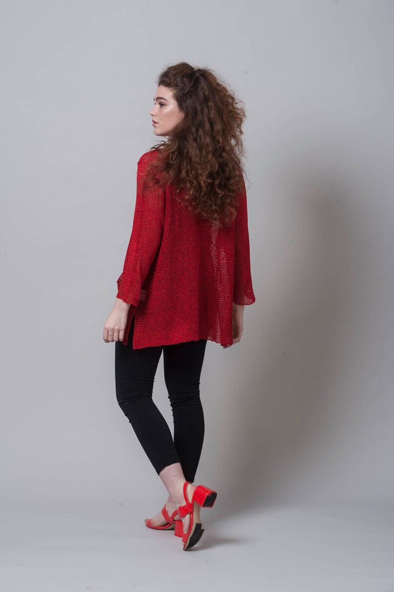 Boho Knit Cardigan Sweater Light Top Women/'s Fall Fashion Red Cardigan Long Top Knit Sweater Knit Top Knit Fashion Knit Cardigan