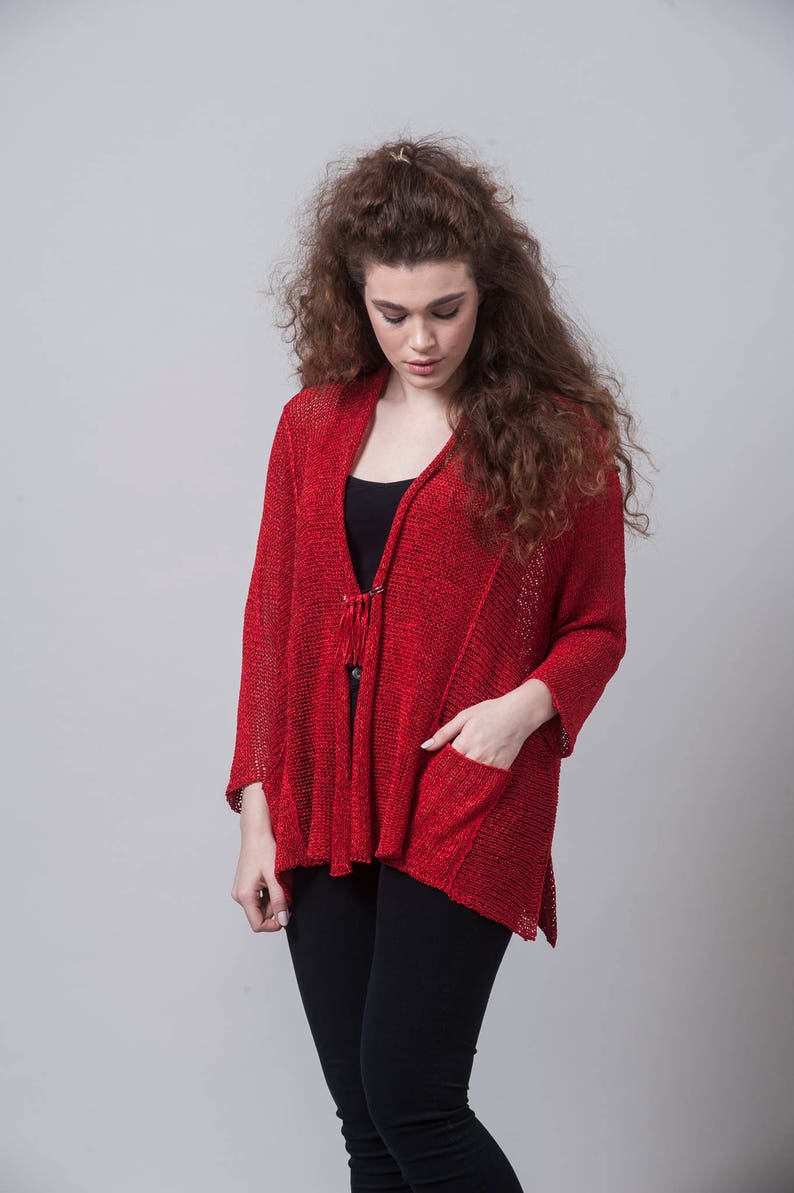 Light Top Boho Knit Knit Top Trendy Knit Knit Sweater Knit Cardigan Knit Fashion Long Top Cardigan Sweater Red Cardigan