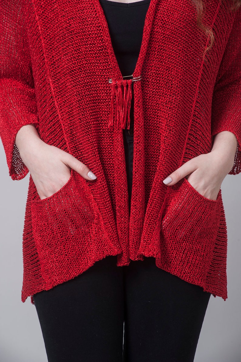 Light Top Boho Knit Knit Top Trendy Knit Knit Sweater Knit Cardigan Knit Fashion Long Top Cardigan Sweater Red Cardigan