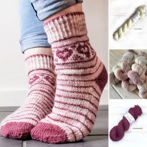 Love your socks - Yarn Kit - Yarn and Printed Pattern in English/Norwegian - Hand Dyed Yarn  - Yarn Kit