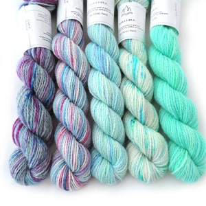 Blue Calm mini set - Hand Dyed Sock Yarn - Variegated Yarn -  Norwegian wool  - Indie dyed Yarn - Mini skeins