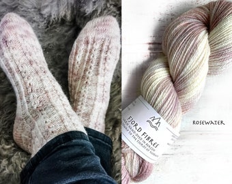 I see you socks - Yarn Kit - Rosewater - Yarn and Printed Pattern in English/Norwegian - Hand Dyed Yarn  - Yarn Kit